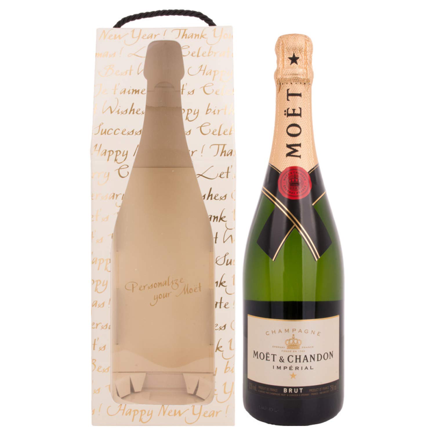 Moët & Chandon Champagne IMPÉRIAL Brut Calligraphy Edition + GB mit Aufklebern 12,00% 0.75 l.