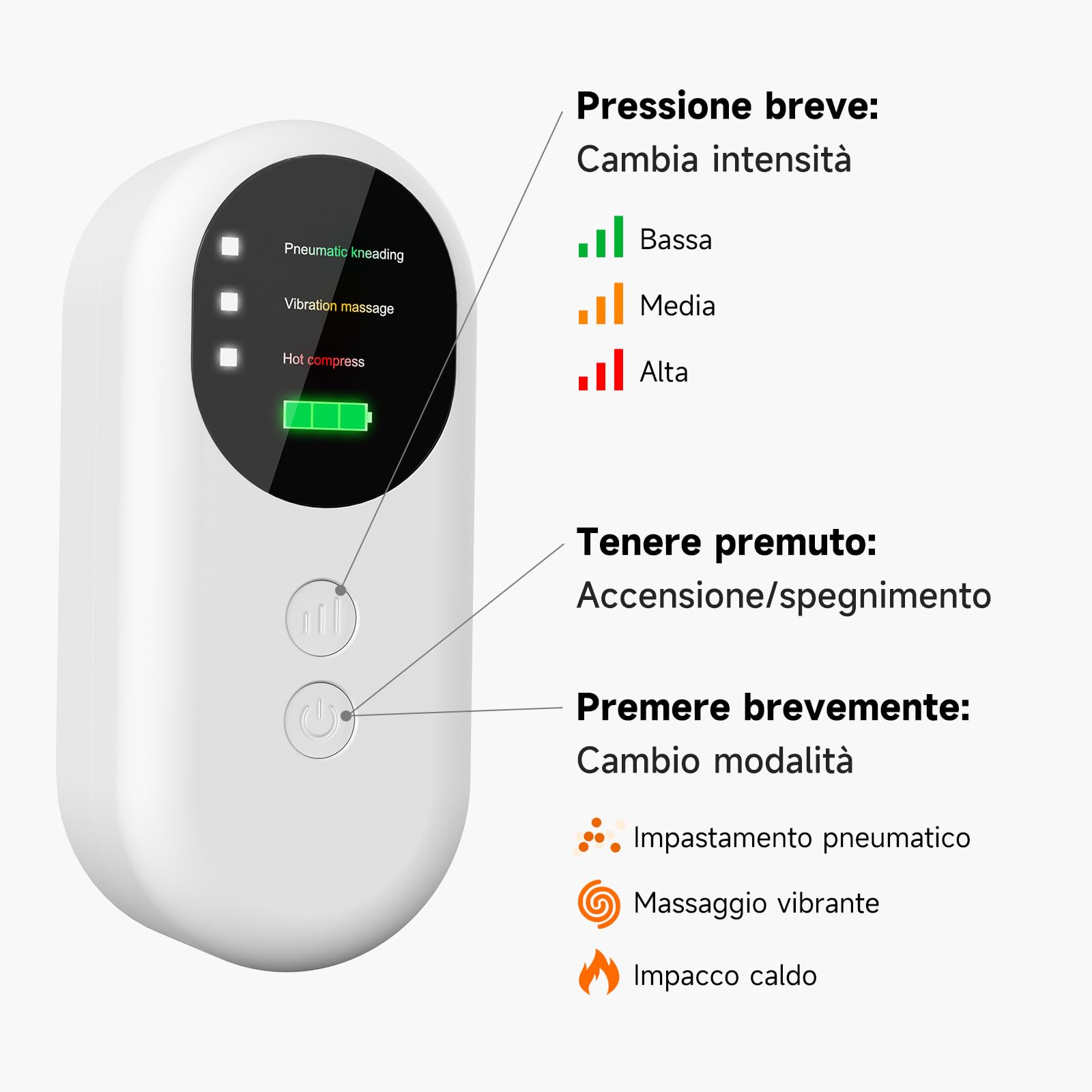 Massaggiatore Gambe Wireless, Massaggiatore per Polpacci con Calore e Compressione d'aria, Massaggiatore Piedi – 3 Modalità | 3 Intensità | Ricaricabile | Dimensioni Regolabili