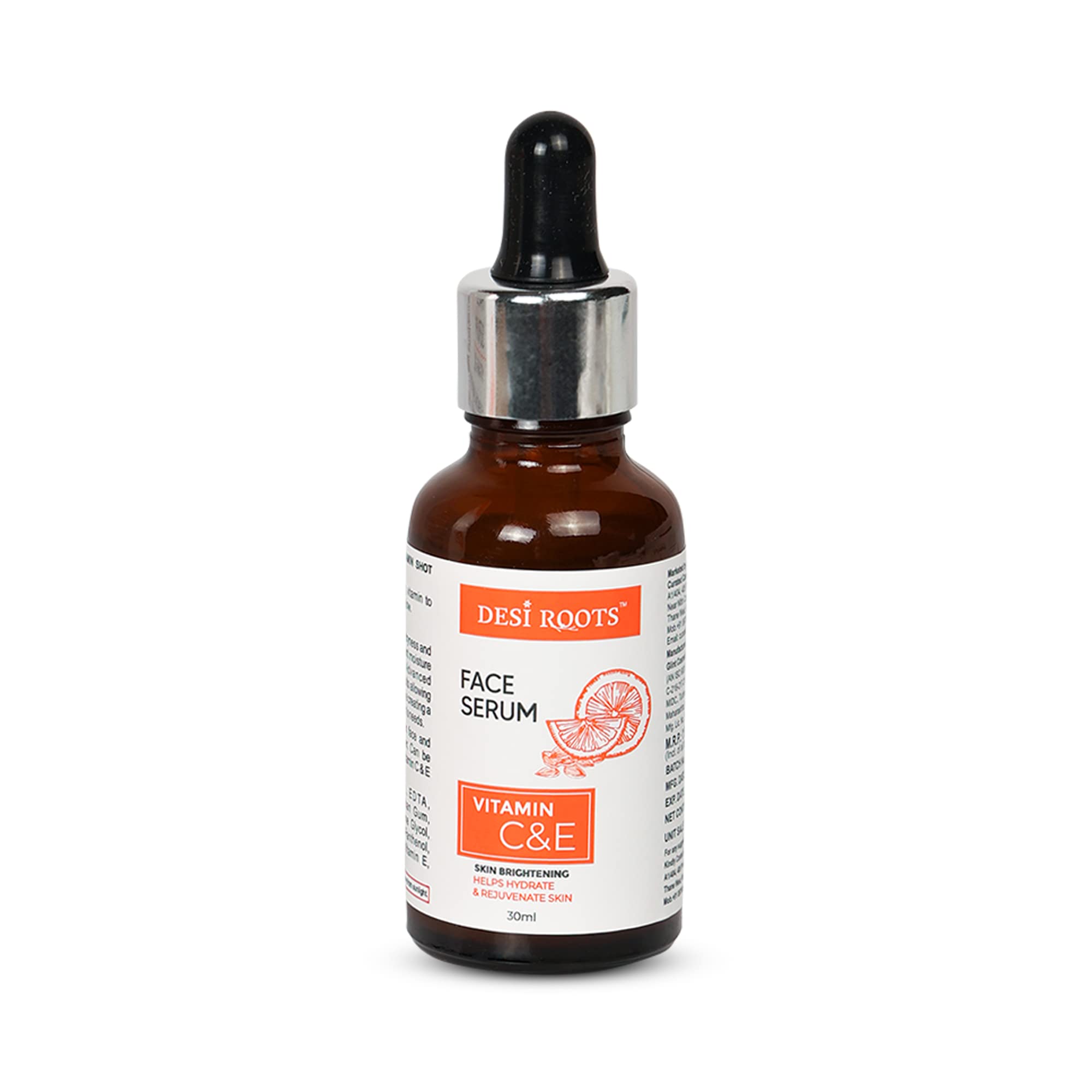 DESI ROOTS Face Serum, Vitamin C & E, Skin Brightening, Glowing 