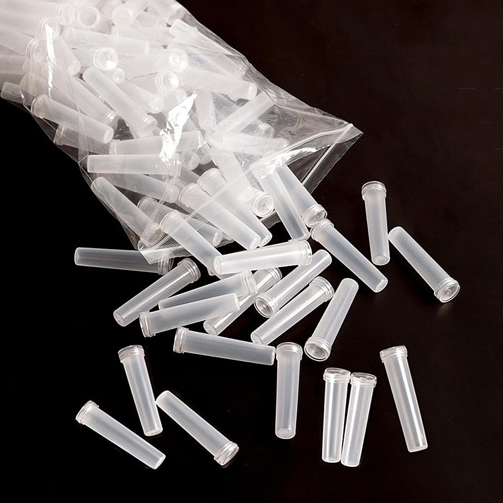 SagaSave 100 Pcs Flower Water Tubes, Reusable Clear Floral Water Tubes with Lids for Flower Decoration, Flower Arrangements (7 * 1.5cm)