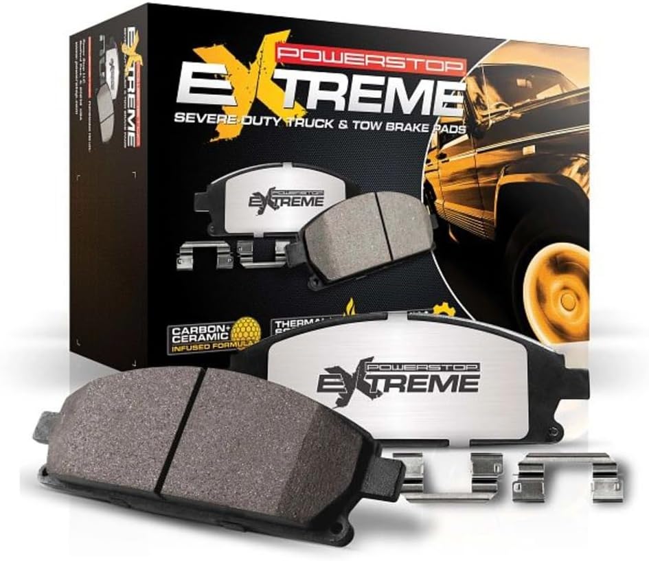 Front Brake Pads For Ford F-250 Super Duty 2012-22 |F-350 Super Duty 2012-22 |F-450 Super Duty 2013-16 - Z36 Truck & Tow Carbon-Fiber Ceramic Brake Pads With Installation Hardware, Z36-1680