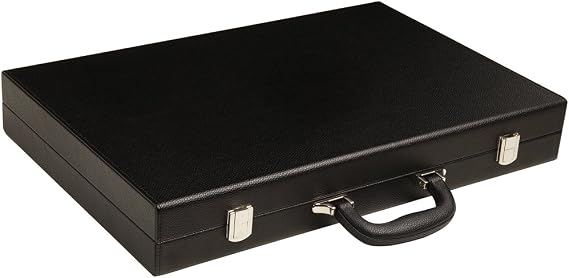 19-inch Premium Backgammon Set - Large Size - Black Board, White and Scarlet Red Points