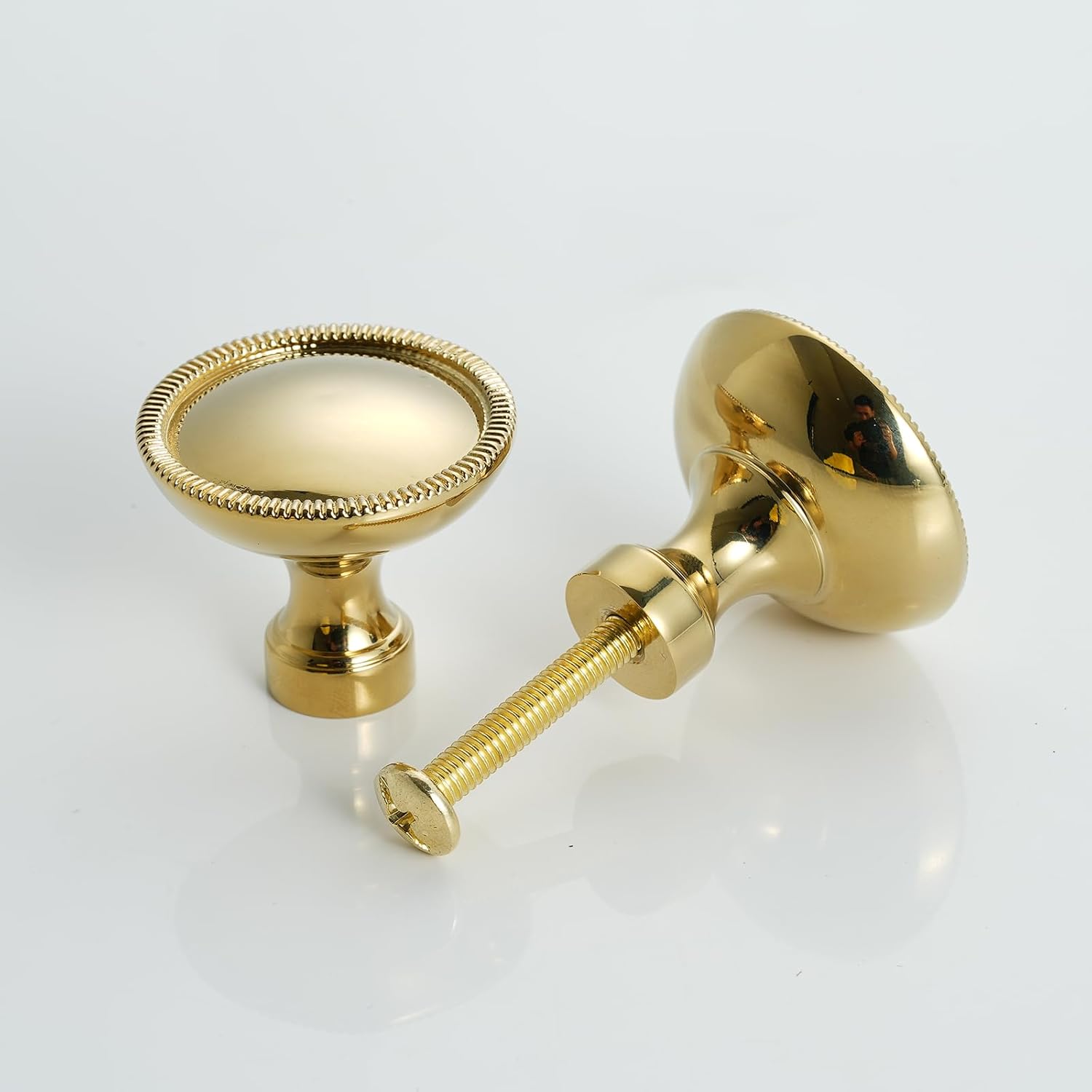 2 Pack Solid Brass Cabinet Knobs Drawer Knobs Gold Cabinet Handles for Cupboard Dresser Wardrobe Furniture Kitchen & Bathroom (Gold)