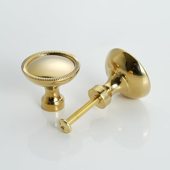 5 Pack Solid Brass Cabinet Knobs Drawer Knob Gold Hardware Handles for Cupboard Dresser Wardrobe Furniture Kitchen & Bathroom