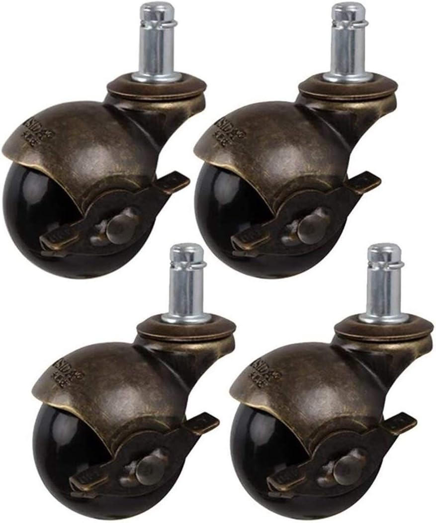 Ball Swivel Castor Wheels Antique Stem Casters 2 Inch Ball Caster Wheels Vintage Brass,Castor Replacement for Furniture Office Chairs (Color : Swivel Casters, Size : 4 Pieces)