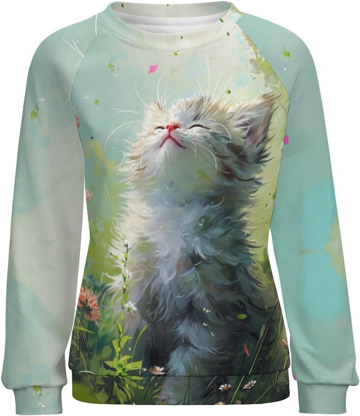 Long Sleeve Shirts for Women Cat Printed Fall Winter Dressy Holiday Casual Fashion Crewneck Tunic Tee Shirts - Image 4