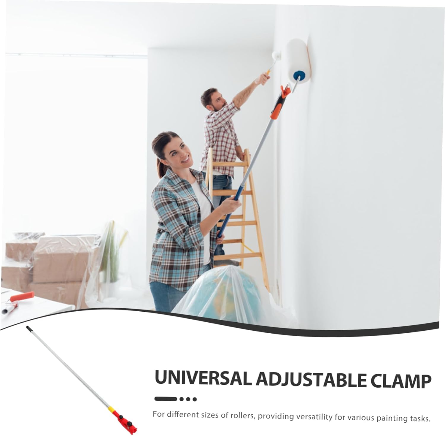 Universal Clamp Paint Brush Extender Pole Extendable Paint Pole for High Ceilings