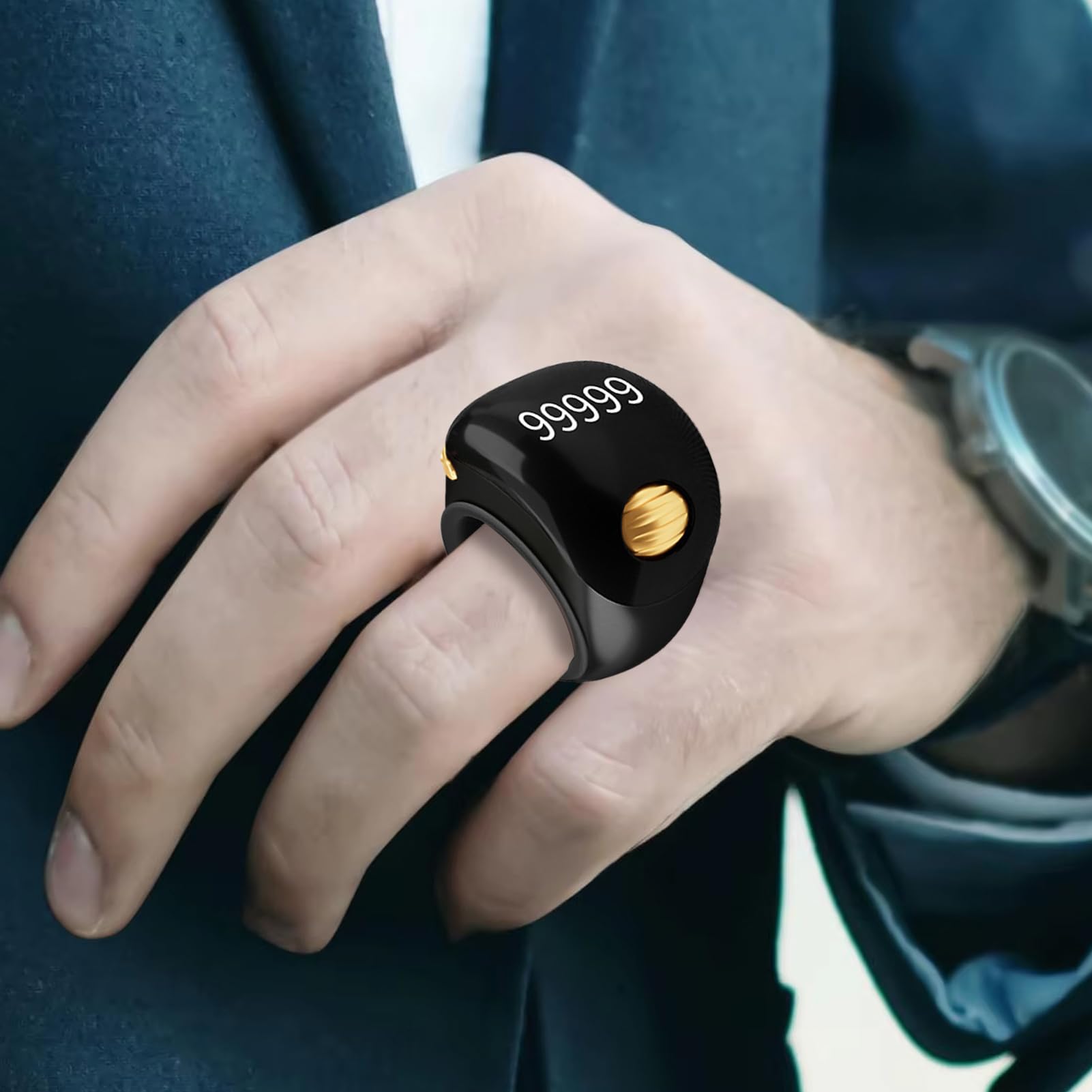 Contatore digitale per dita – Dispositivo di conteggio elettronico, display compatto a 5 cifre con pulsante di reset per le preghiere, contatore portatile in ABS con cinghia regolata