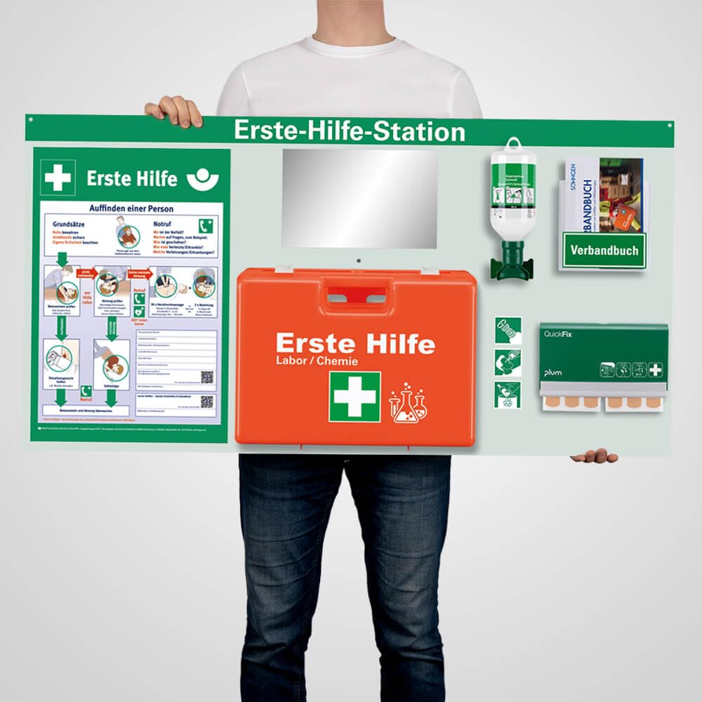 Erste-Hilfe-Station Premium Labor/Chemie, ASR A4.3/DIN 13157, 116 x 60 cm, Art.-Nr. 611678