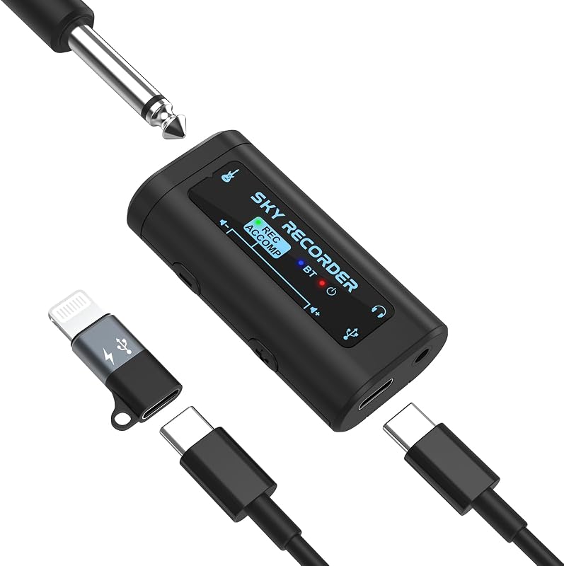 Guitar Audio Interface Pocket Internal Recording Sound Card with Bluetooth, Internal Sound Card, Compatible with iPhone, Mac, Laptop, Android—Plug & Play for Recording, Streaming, Playing