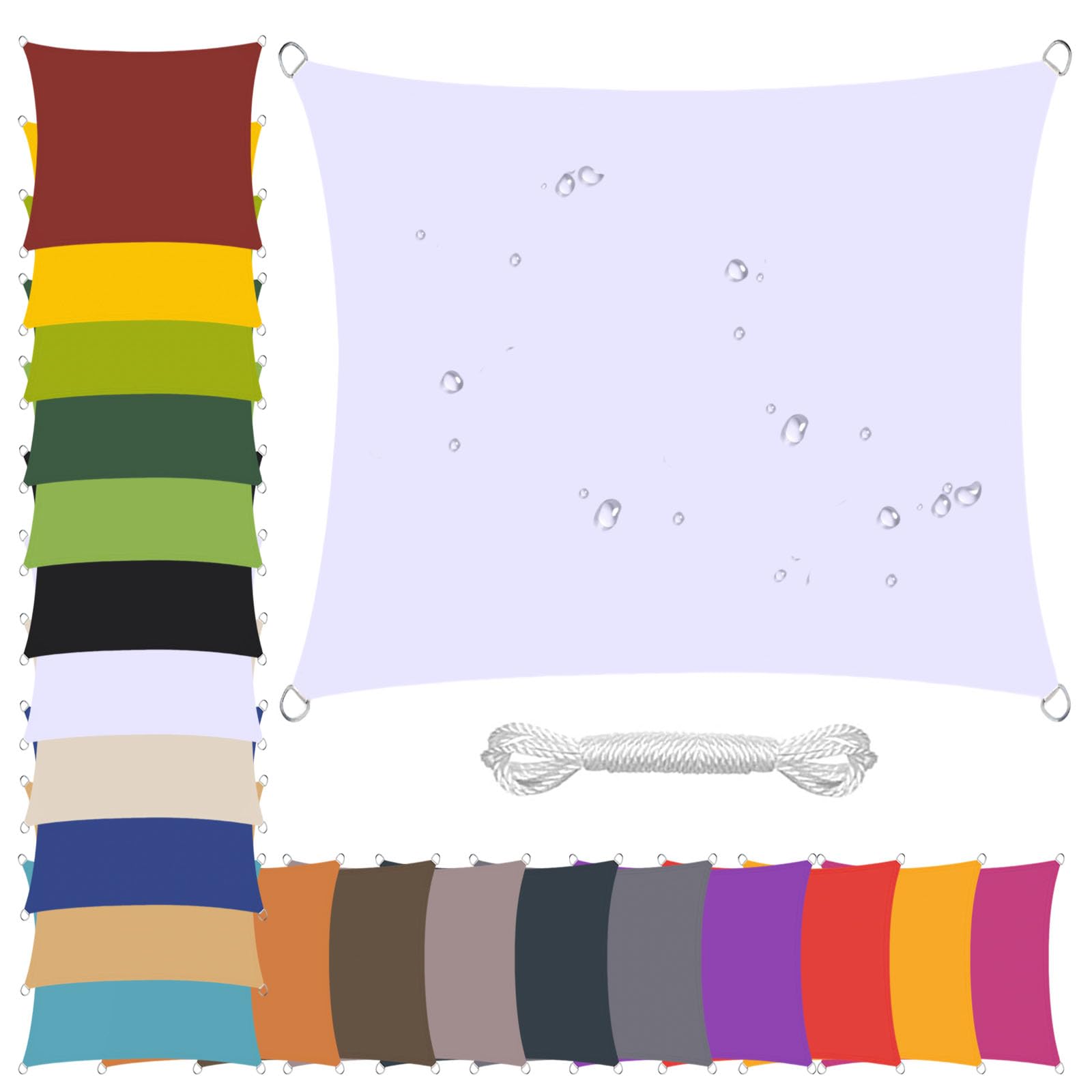 Voiles d'ombrage pour extérieur blanc 4x6m imperméable contre pluie et UV