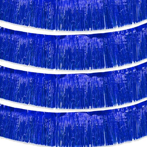 Image of Blue Parade Float Fringe, Banners,Blue Fringe Garland,For Parade Float Decorations,Graduation Ceremony Decorations Festival Celebration,11.8 in x 9.8 ft,4 pack