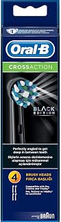 Oral-B CrossAction Black Toothbrush Heads Pack Of 4 Replacement Refills For Electric Rechargeable Toothbrush, Black Edition