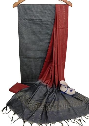 HAIDER ALI Handloom Semi Tussar Silk Unstitched Suit Set for Women with Dupatta | Salwar Suit Dress Material for Women &amp; G...