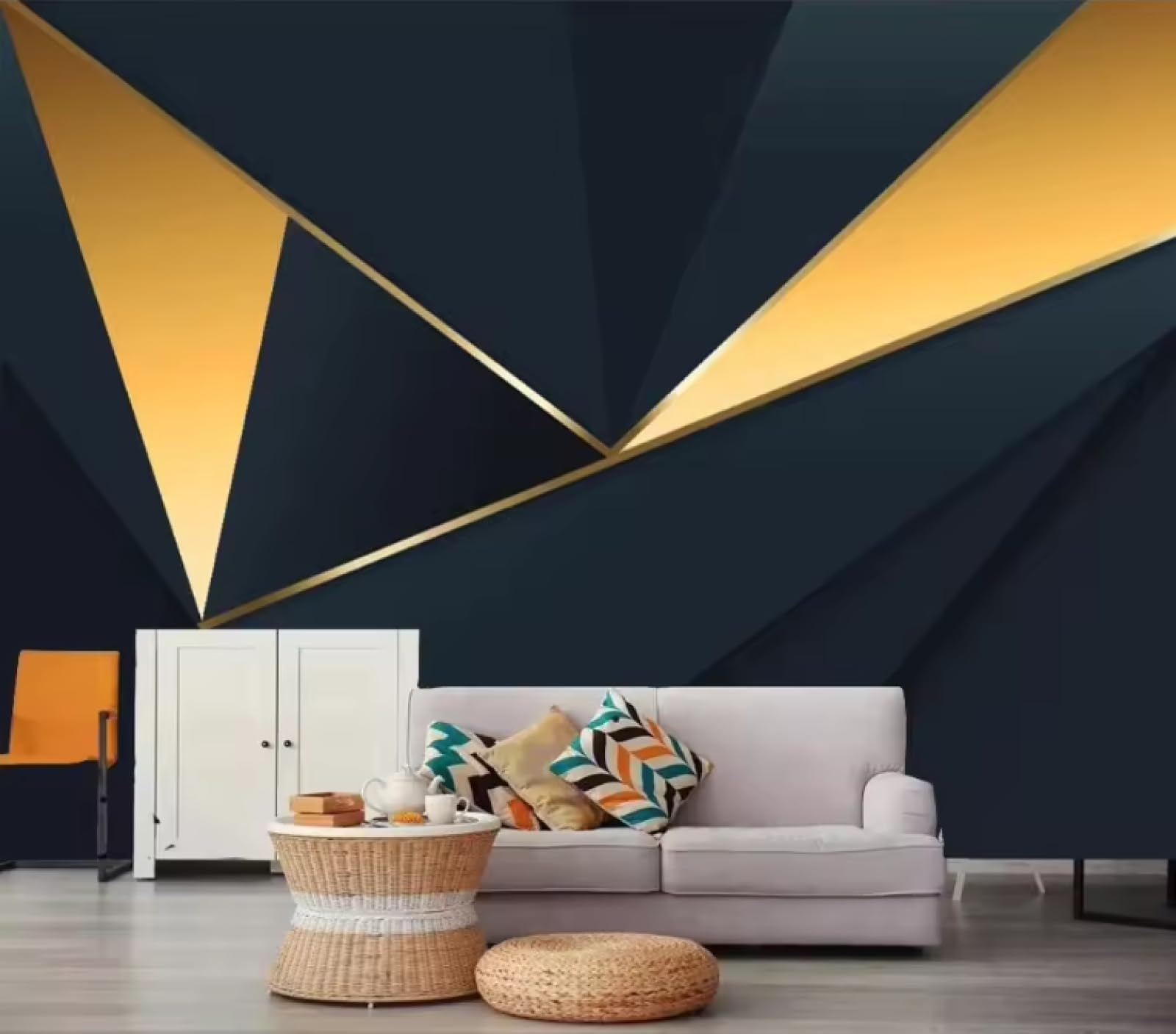 Mural tapeta 3D tapeta złota linia abstrakcyjna geometria mural tapeta tkanina salon tło wystrój domu, 3D, 430 x 300 cm