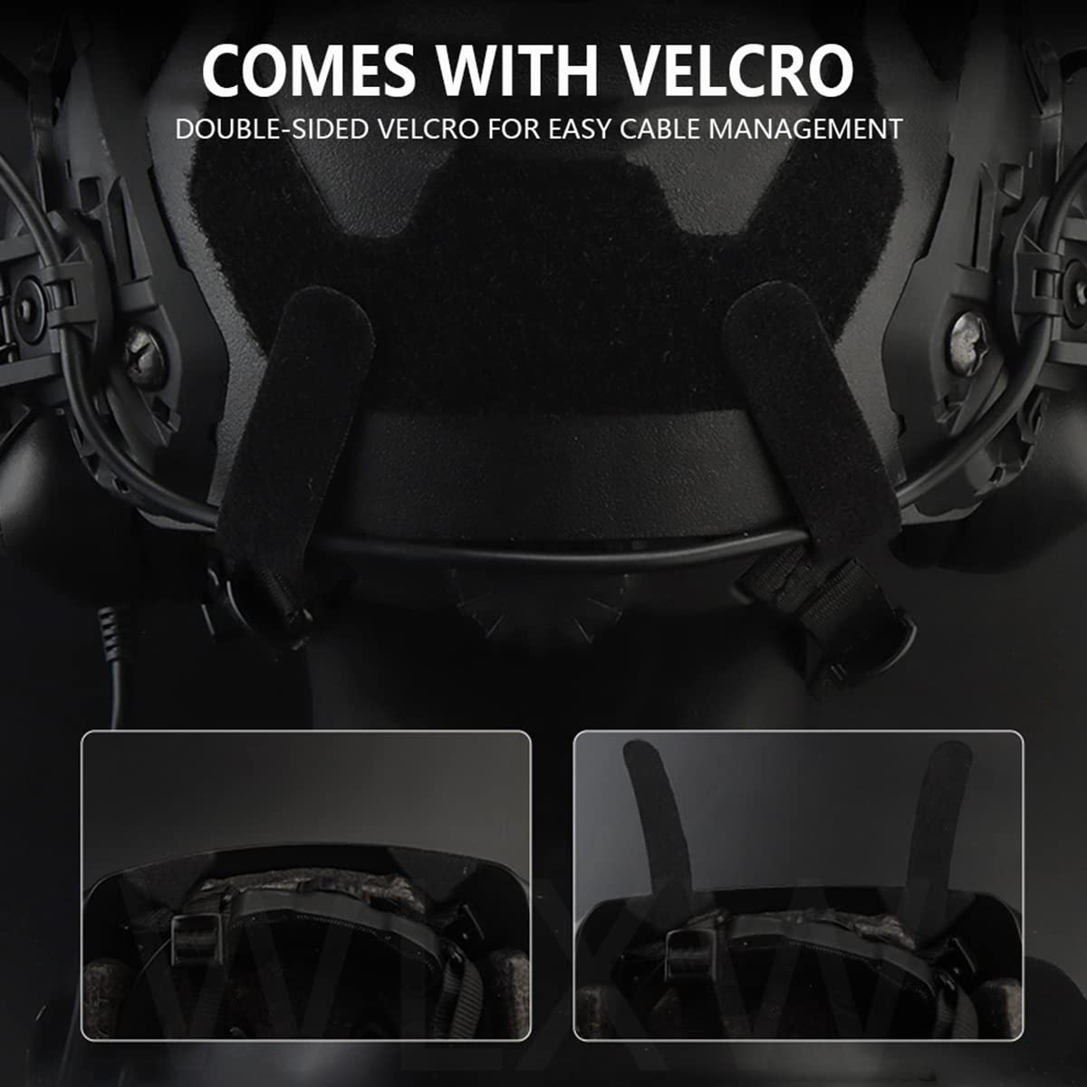 WLXW Auriculares Tácticos para Airsoft (Montados En La Cabeza Y Montados En El Casco), Auriculares con Ancelación Ruido Militar con Adaptador Riel Casco Táctico Rotación Multiángulo