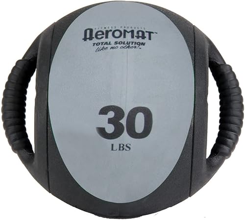Miniatura 7 de Aeromat Pelotas medicinales de doble agarre para entrenamiento abdominal y movimientos de rotación, 9.1in de diámetro, con código de colores