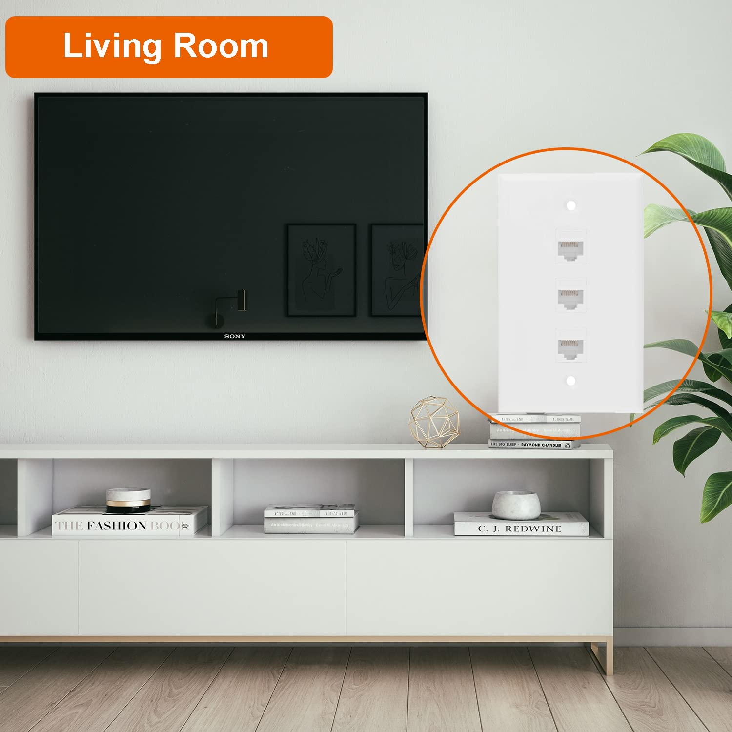 Płyta ścienna Ethernet, 3-portowy Cat6 żeński do żeńskiego gniazda ściennego RJ45 Keystone gniazdko ścienne