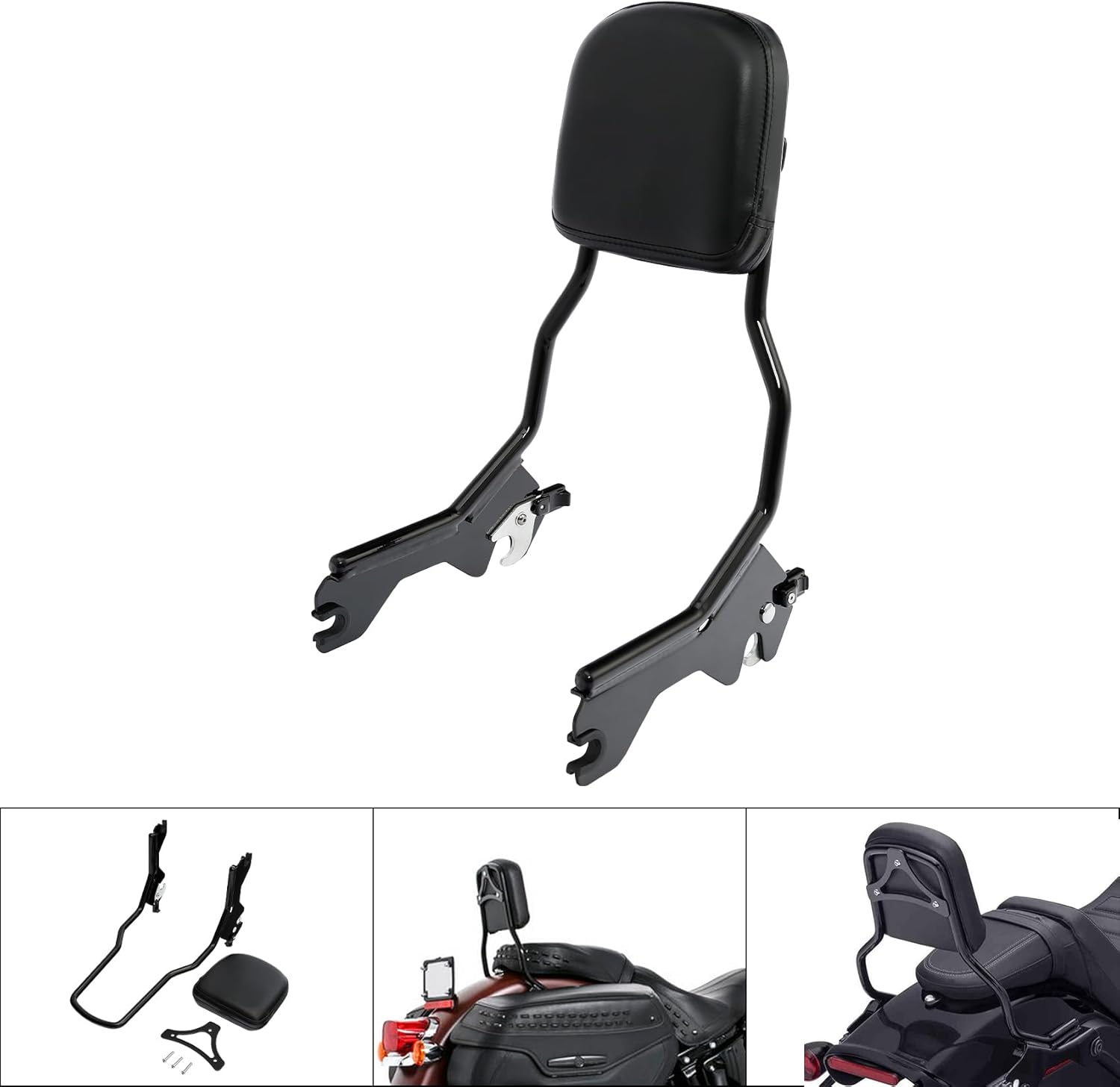 TCT-MOTORPARTS Upright Sissy Bar Backrest & Docking Hardware Fit For Harley Low Rider Sport Glide FXLR, FXLRS, FLSB 2018-2025