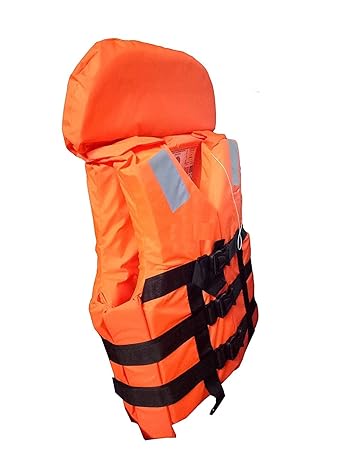 Elysian Adult Safety Life Jacket for Swimming, Water Skiing, Plumbing and Swimming, Or Beach Sports Floating Jacket/Life Saving Jacket 120 Kg Capacity Superlight Vest Color-(Orange-Black) Pc-1