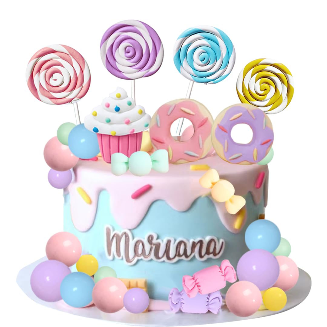 Candy Cake Topper Candyland Cake Topper with Lollipop Donut Ice Cream for Sweet Theme Cake