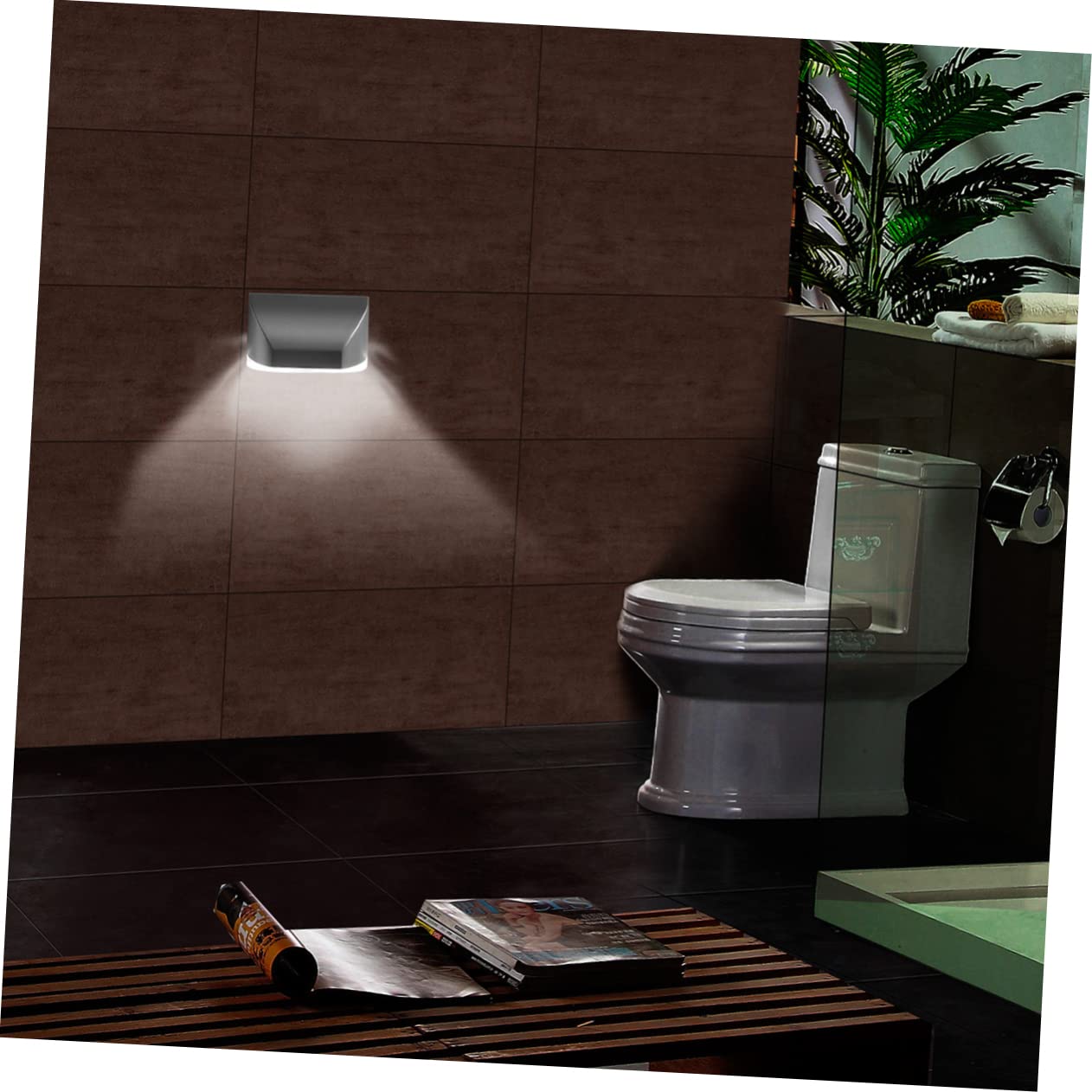 HOMSFOU 4 Pz Piccola Lampada Da Parete Piccola Luce Notturna Sensore Di Luce a Infrarossi Lampada Sensore a Infrarossi Da Notte Silver