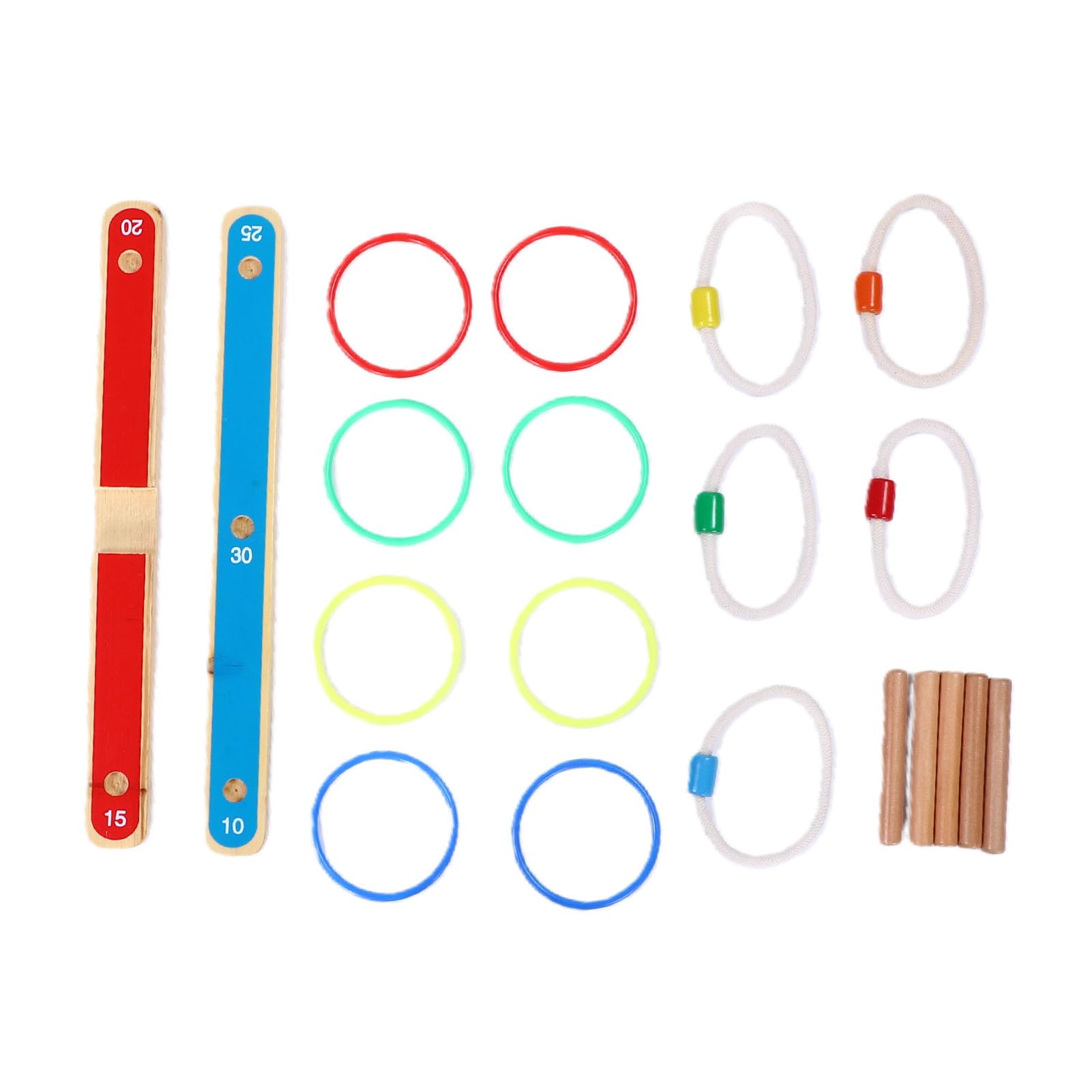 Rundes Ringwurfspiel, rustikale Ringe und Holzstäbe, Wurflehrspielzeug für Kinder, für drinnen und draußen, Rasen, Strand, Camping, Familienfeier