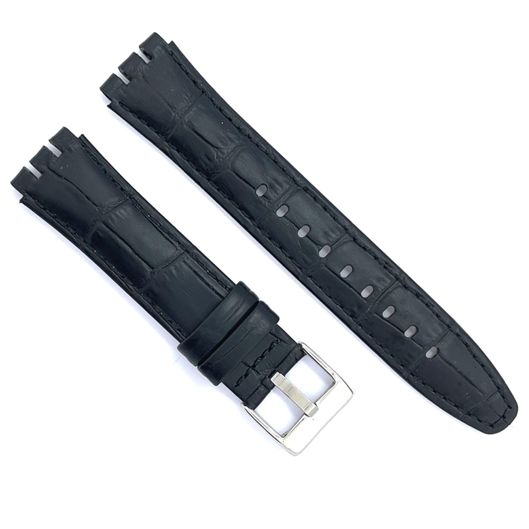 diloy Bracelet de montre en cuir compatible avec Swatch Irony et Scuba Cuir gravé crocodile alligator 21-23mm Ref 328