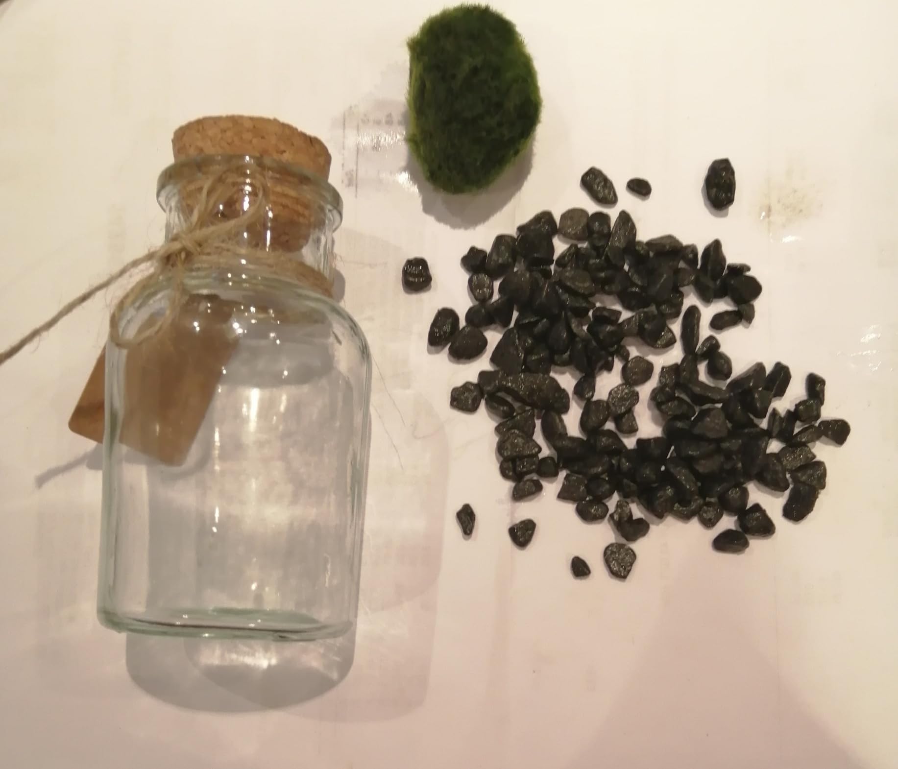 Biotope Aquatics Ltd - Live Marimo Moss Ball, Cladophora aegagropila, Aquarium Plant (12cm Jar with Black Gravel & 3-5 cm Moss Ball) โ image 1