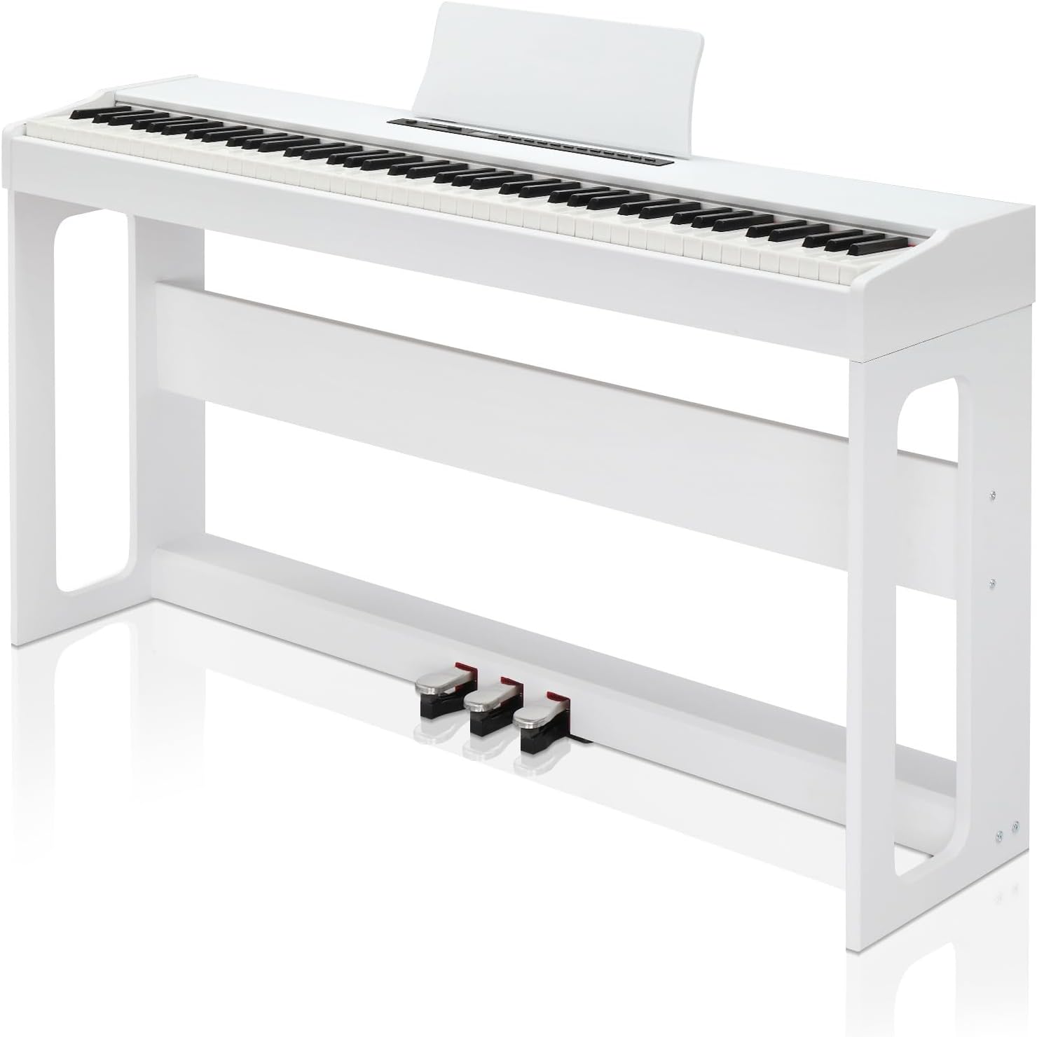 LALAHO 88 Key Weighted Action Keyboard Piano Digital Piano with Bluetooth & MIDI, Dual Keyboard Mode, Split/Touch/Transpose, Electric Keyboard with Headphone, Sticker, Dust Cover, Music Clip(White)
