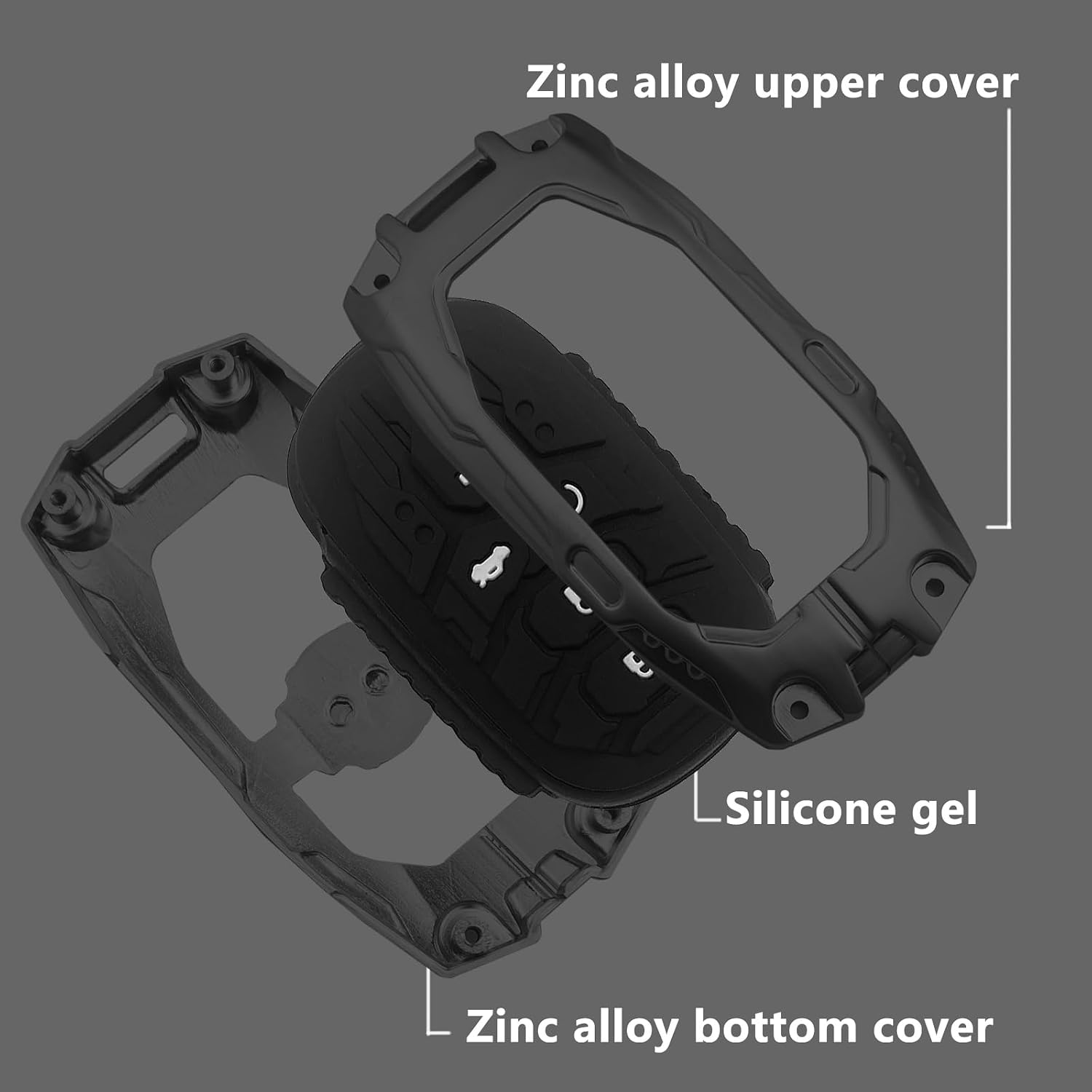 Heavy Zinc Alloy Key Fob Cover Case Compatible with 2022-2026 Honda Civic Accord HR-V CR-V Passport Pilot Sport SI EX EX-L Touring Protection Shell Car Accessories (Gun Black)