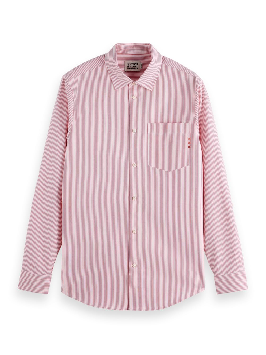Scotch & Soda Men's Paprika Stripe Seasonal Core-Regular Fit Oxford Shirt, L