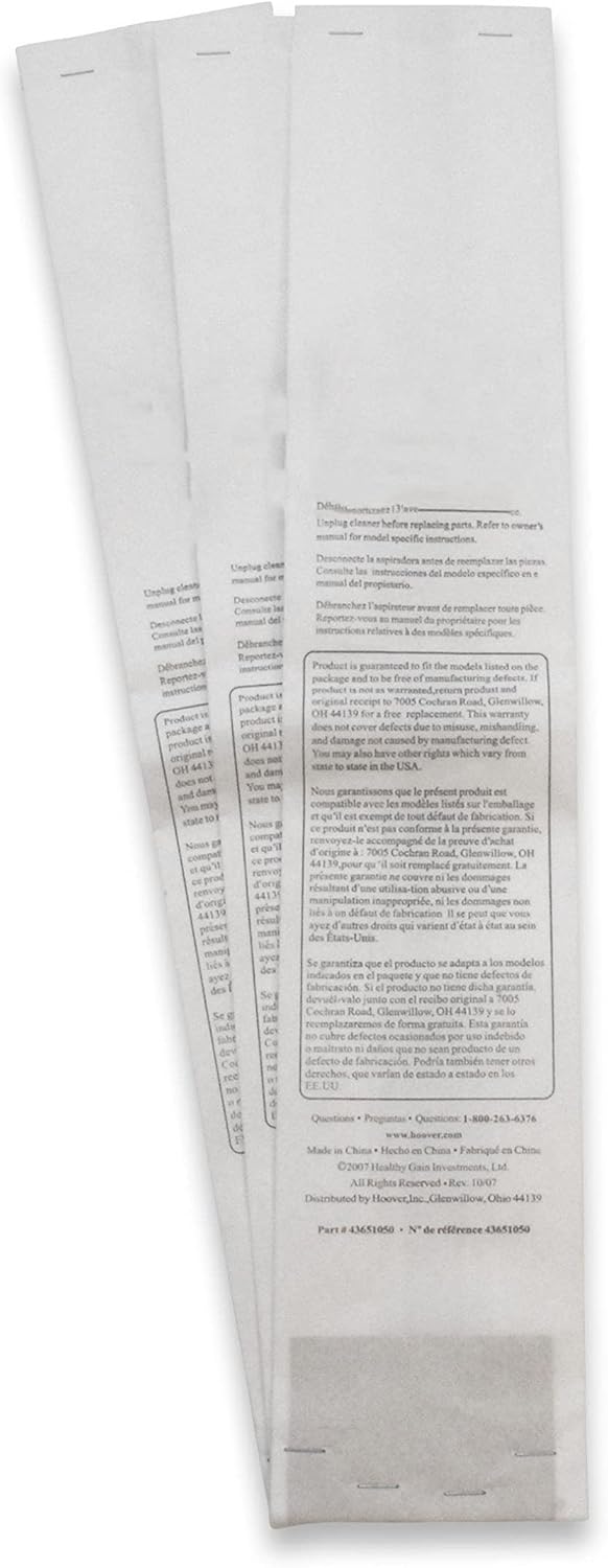 Replacement 6-Pack 4010077C Upright Vacuum Cleaner Bags for Hoover Type C Bags