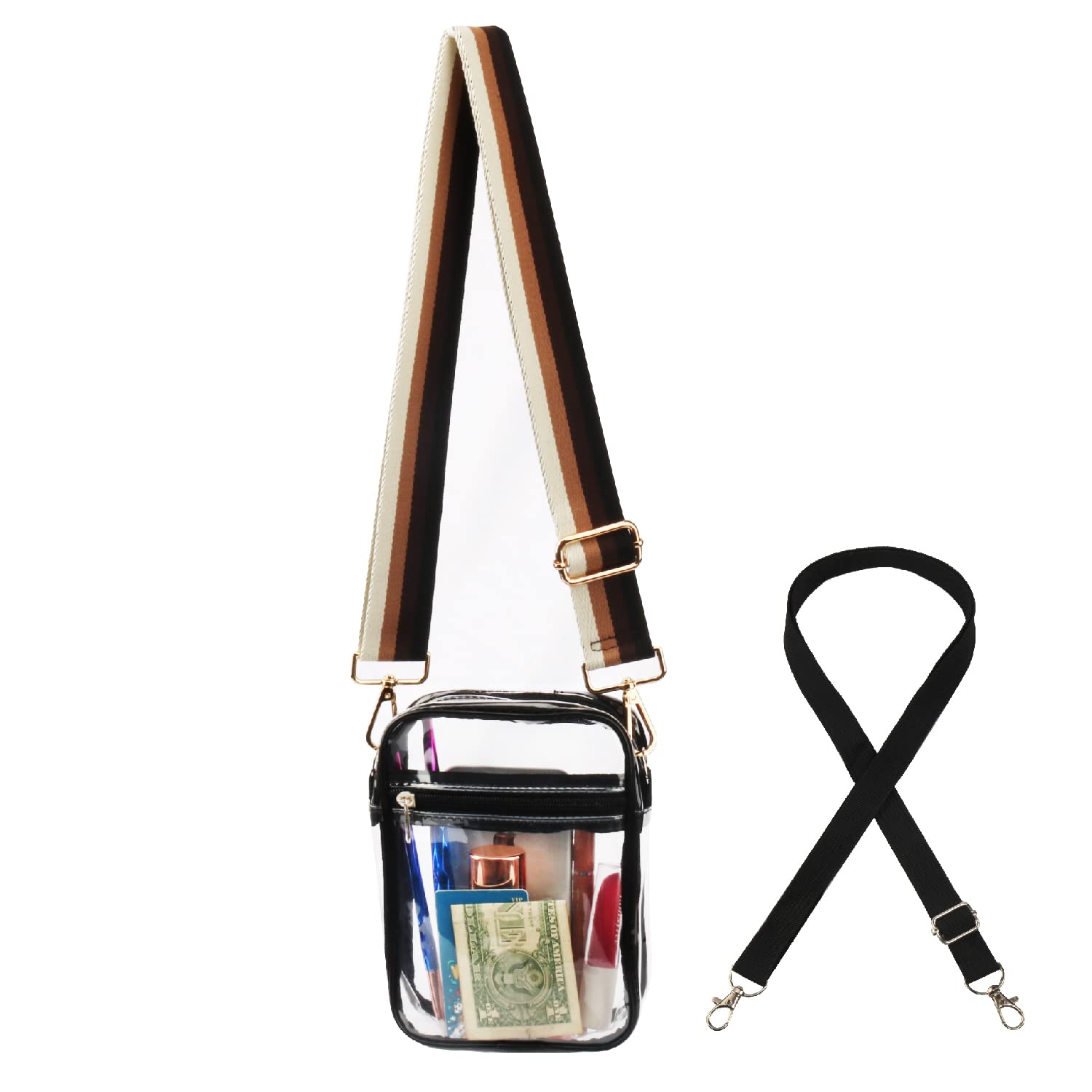 WEDDINGHELPER Clear Crossbody Purse Bag, Clear Bag Stadium Approved Inner Pocket for Concerts, Festivals, Sports Events