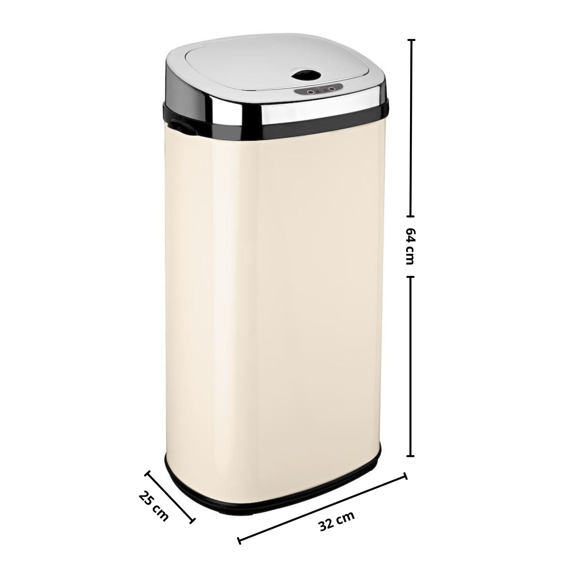 Kitchen Move Cubo de Basura automático 42 L Largo Beige, INOX, Crema, 32x25x64cm