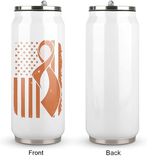 Miniatura 7 de Vaso de acero inoxidable con cinta de conciencia sobre la leucemia con la bandera estadounidense, taza de café de viaje con tapa abatible, 16.9 fl oz