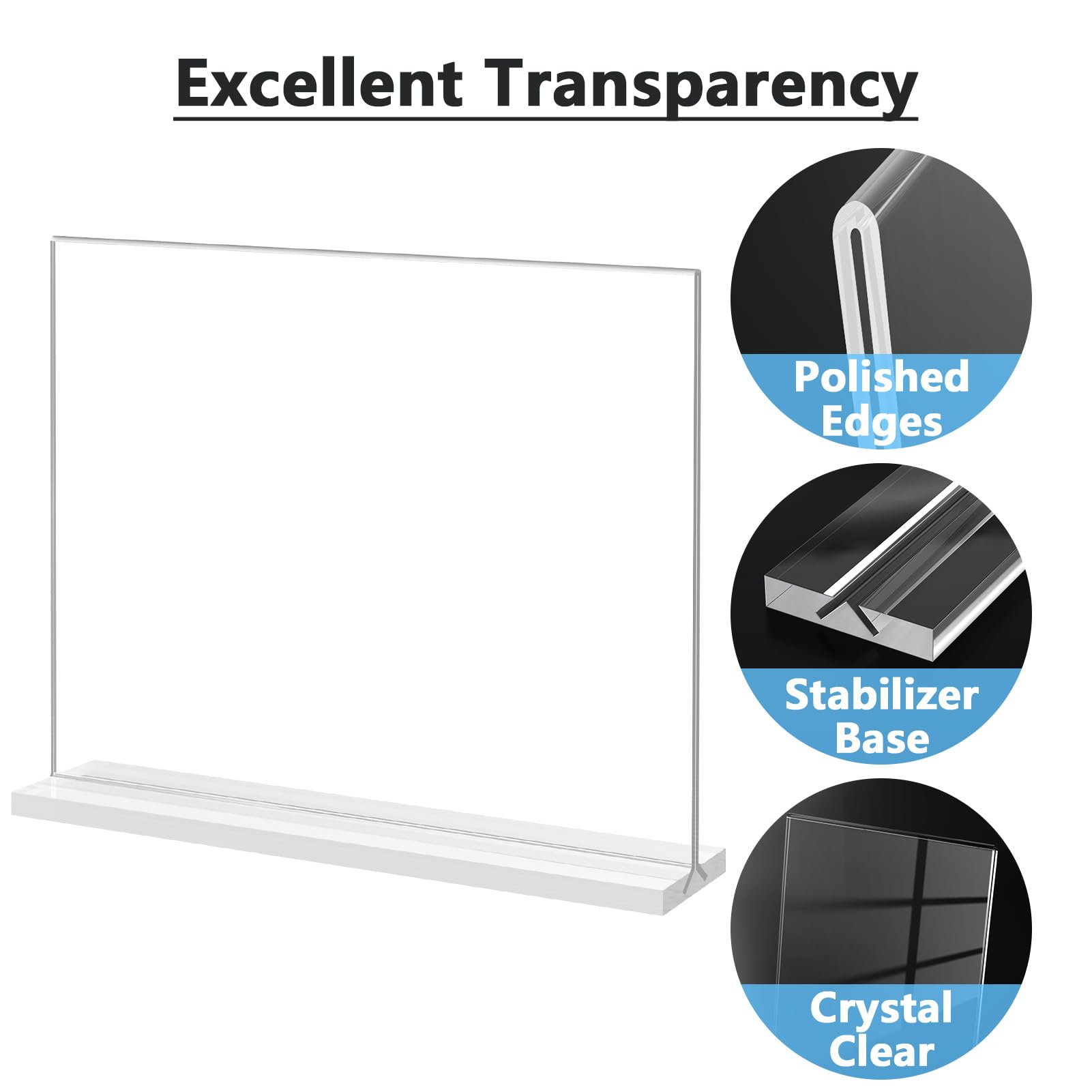 MaxGear 8.5 x 11 Acrylic Sign Holder Horizontal 6 Pack, Plastic Display Stand Clear Table Flyer Menu Holders, Double Sided Acrylic Frame Stand up T Shape Paper Holders for Office, Store, Restaurant