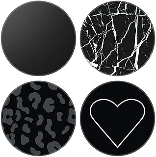 Bbymie 4 Pack / Expanding Phone Mount Grip Holder Stand for Cellphone - Heart Black Marble Leopard (CVBU02)