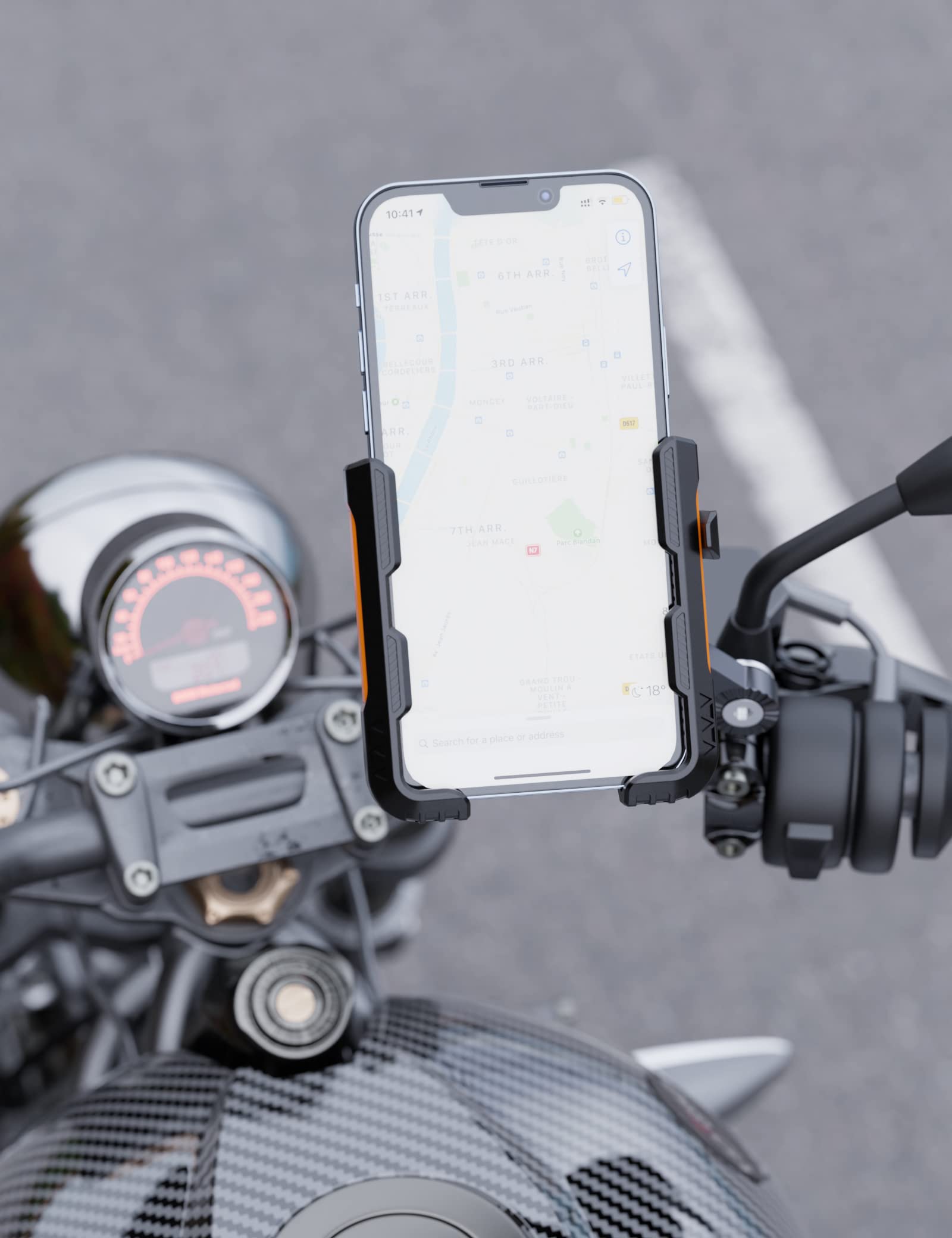 Grefay Soporte Móvil Moto Soporte Manillar Soporte Espejo Retrovisor | [2 Métodos Conexión + 1S Desmontaje Rápido] con 360 ° Giratorio para Teléfonos de 4.0-7.0 Pulgadas