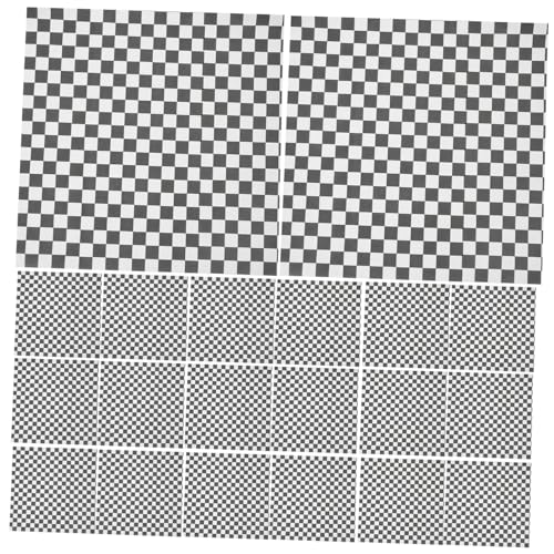 ABOOFAN 200pcs Grease Resistant Square Paper Black White Pad Paper Checker Pattern Absorbent for Cake Sandwich Burger Picnic Roaster Liner