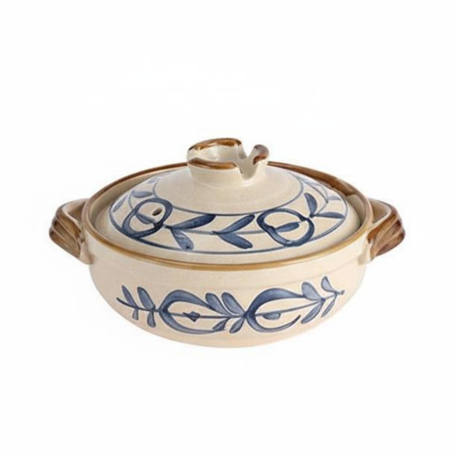 Qianly Pentola in Argilla Stile Giapponese Materiale Naturale Pentola per Zuppa e Stufato Mantiene il Calore Casseruola in Terracotta con Coperchio, 0,8L, Karakusa