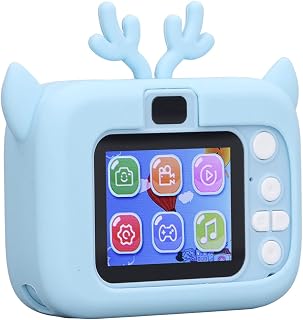 YYQTGG Câmera digital, câmera infantil 1080p USB 400 mAh 5 cm, mostrador colorido, temporizador de vídeo com leitor de cartão para escola (azul + branco)