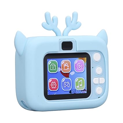 Digital Camera, 1080P Timer Video Kid Camera 2 Inch Color Display ABS Silicone with Card Reader for Garden (Blue White)