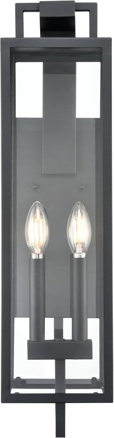 ML Lighting | Lamont Collection | 280002-TBK | 2 Light Outdoor Wall Sconce in Textured Black Finish with Clear Glass Shade | Perfect for Walkways, Porches, Backyards, Patios, and Driveways