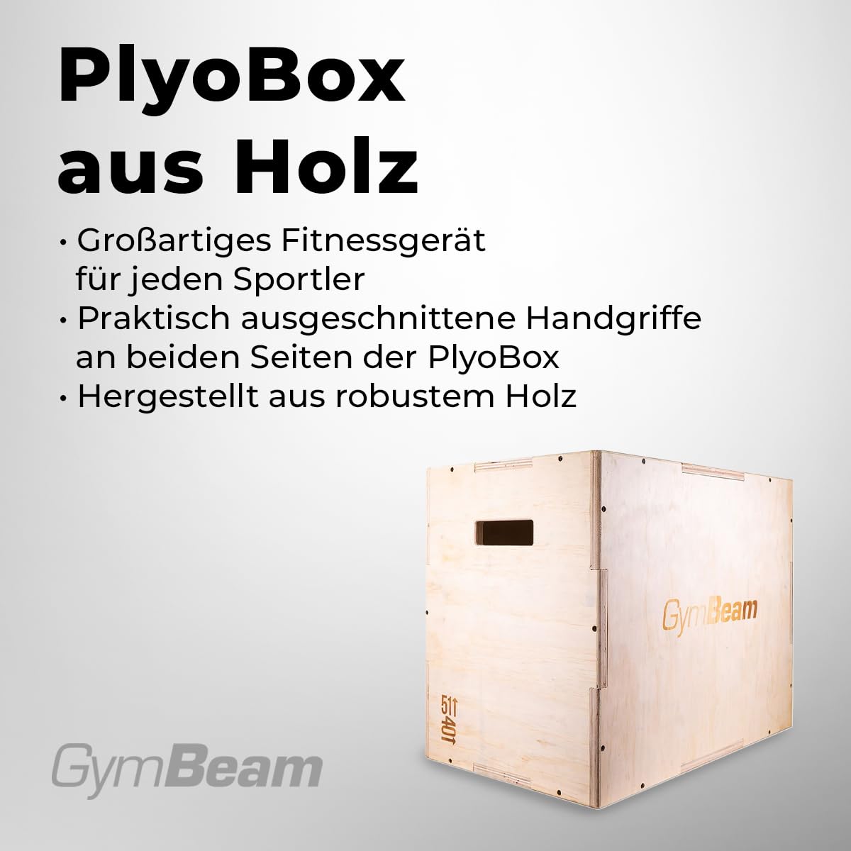GymBeam PlyoBox aus Holz - vielseitig einsetzbare Crossfit Box, ideal für plyometrisches und Sprungbox-Training, mit Ausgeschnittenen Handgriffen