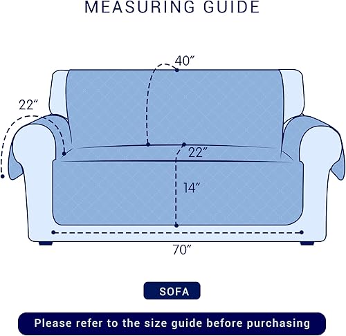 Miniatura 2 de SUBRTEX Funda para sofá de 3 cojines, reversible, acolchada, protector de muebles con correas elásticas, lavable para sala de estar para niños y