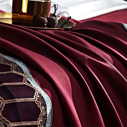 Miniatura 4 de CZDYUF - Juego de ropa de cama de algodón egipcio de 1000 hilos bordado de encaje tamaño Queen funda de edredón color  D tamaño 787 x 906in