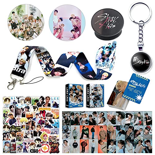 Kids Merch Gift Set- Including New Album Maxident Photocards, Stickers, Lanyard, Keychain, Pen, Phone Ring Holder, Button Pins