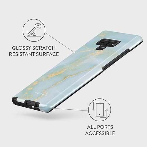 Miniatura 3 de BURGA Funda para teléfono compatible con Samsung Galaxy Note 9, carcasa rígida híbrida de 2 capas + funda protectora de silicona, color azul cielo,