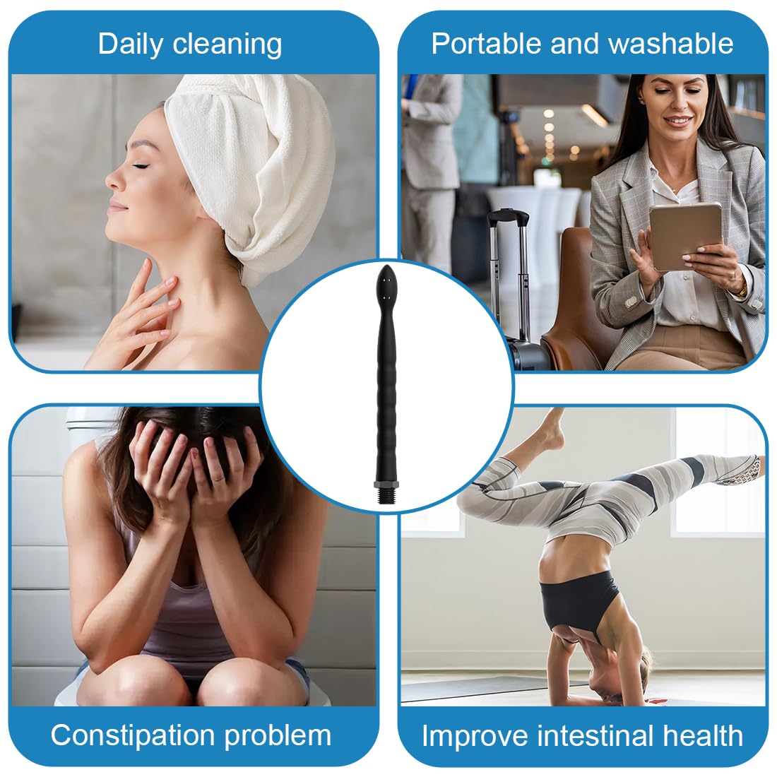 Ducha Anal, Enema Para Ano Con Tubo De 8 Orificios, Material De Silicona, Instrumentos Para La Limpieza De Las Partes íNtimas De Hombres Y Mujeres (Negro) — view 6